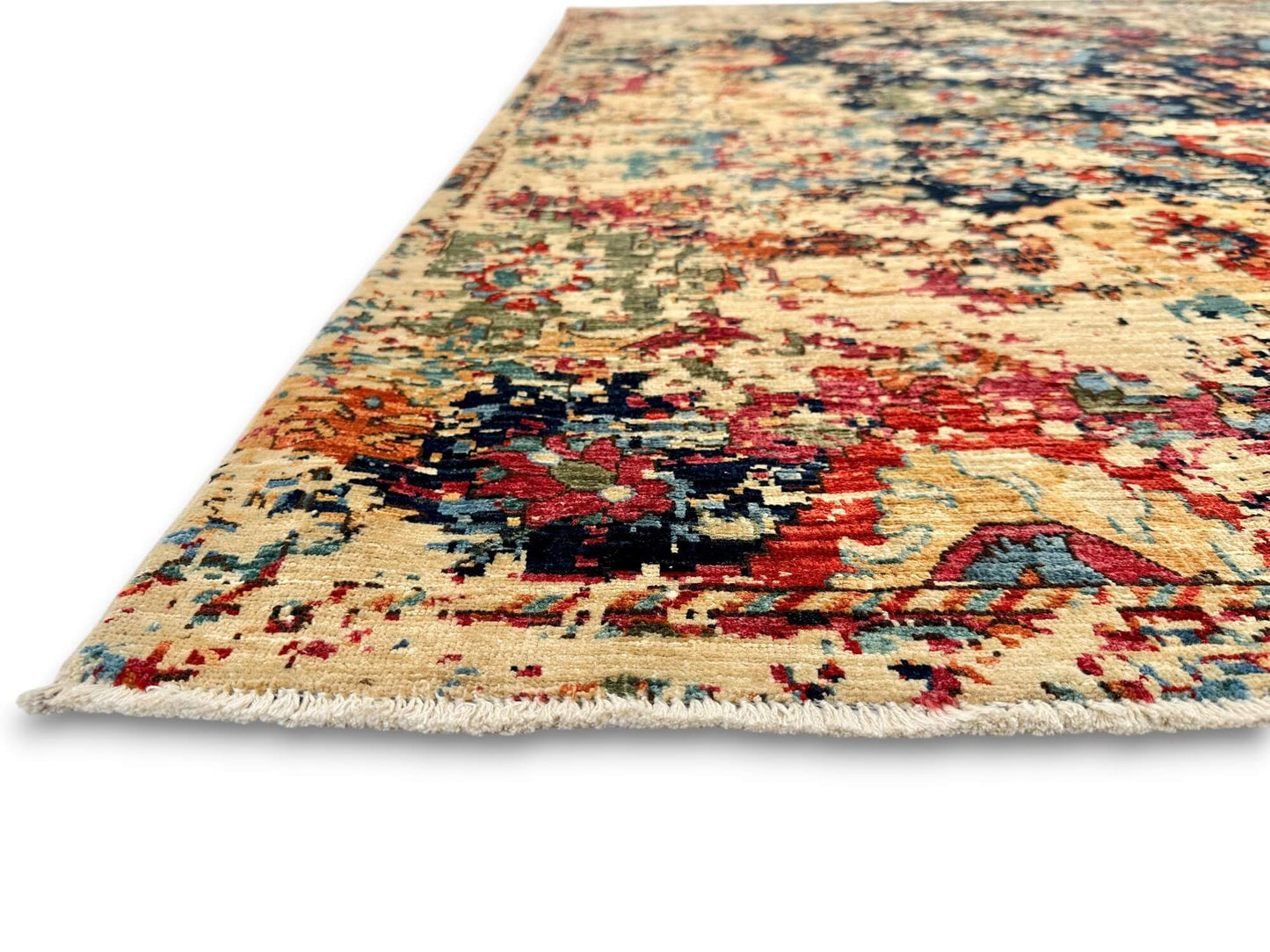 Faryab - 'Erased' Sultanabad (8'05"x10'05") indigo/multicolor