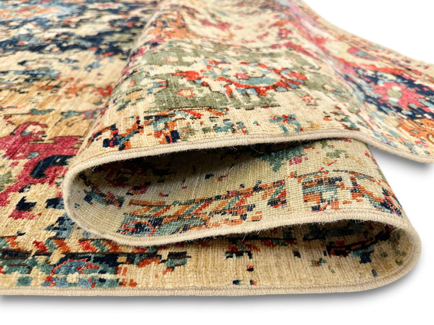 Faryab - 'Erased' Sultanabad (8'05"x10'05") indigo/multicolor