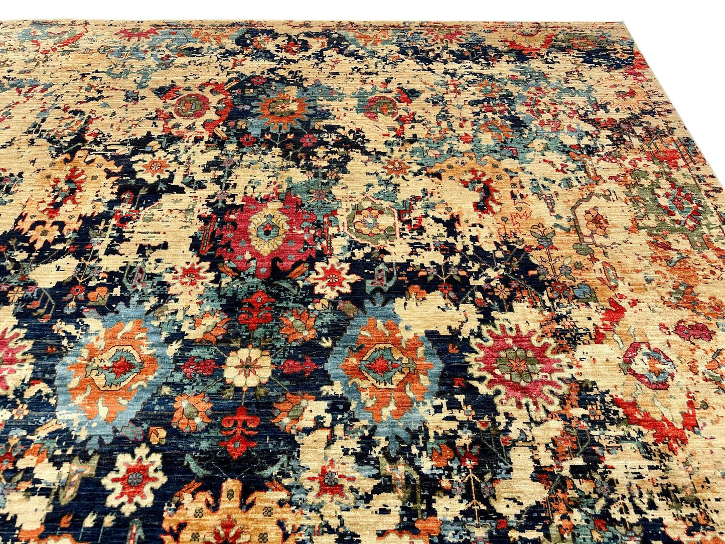 Faryab - 'Erased' Sultanabad (8'05"x10'05") indigo/multicolor