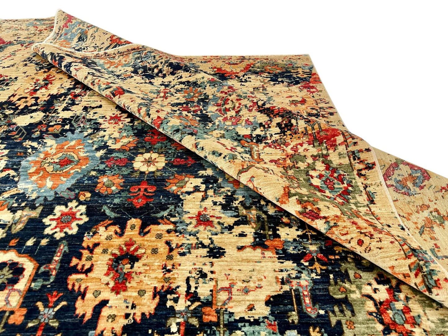 Faryab - 'Erased' Sultanabad (8'05"x10'05") indigo/multicolor