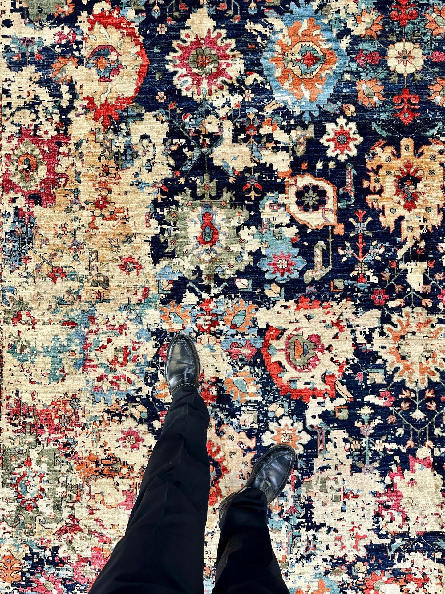 Faryab - 'Erased' Sultanabad (8'05"x10'05") indigo/multicolor