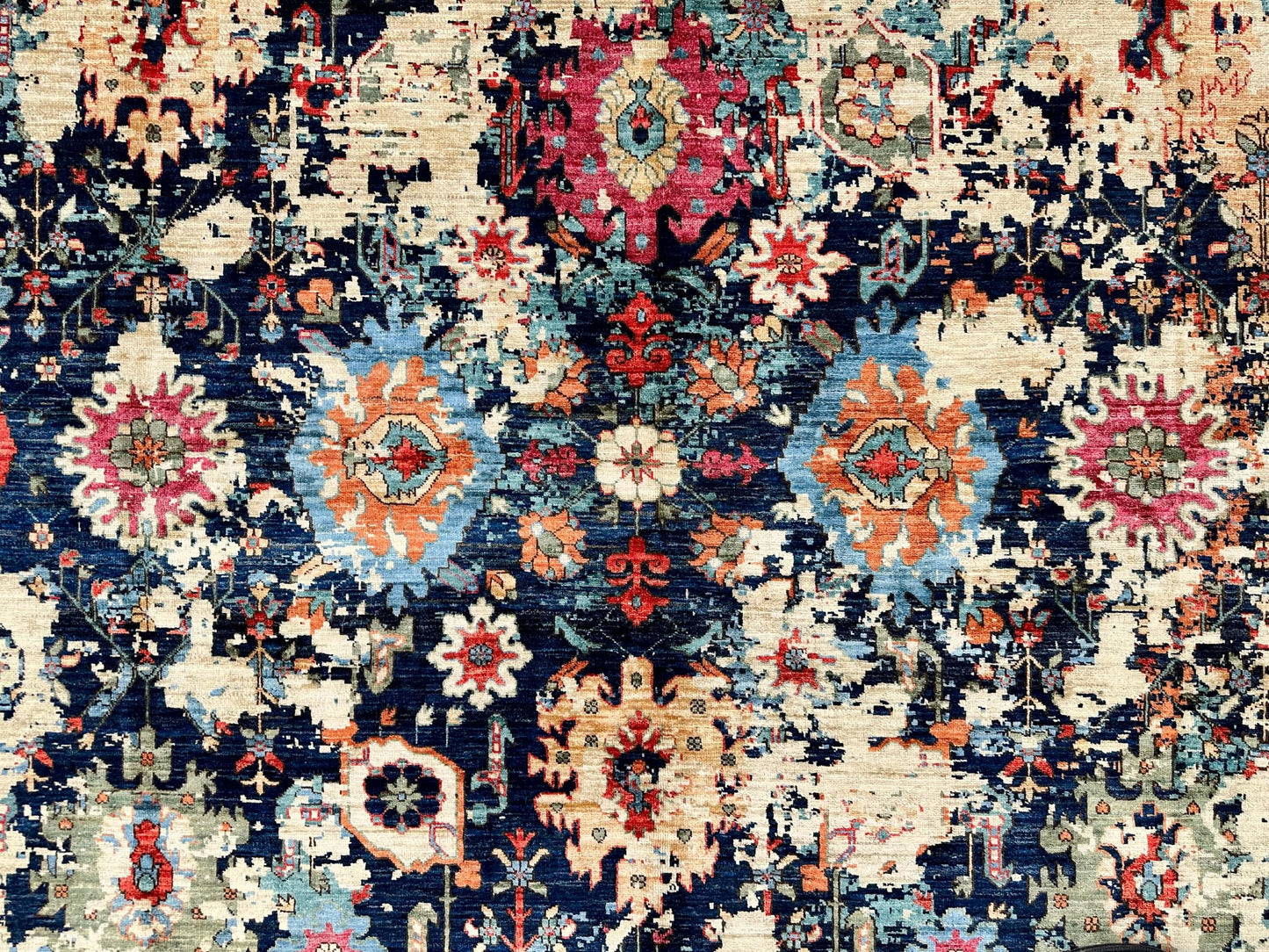 Faryab - 'Erased' Sultanabad (8'05"x10'05") indigo/multicolor
