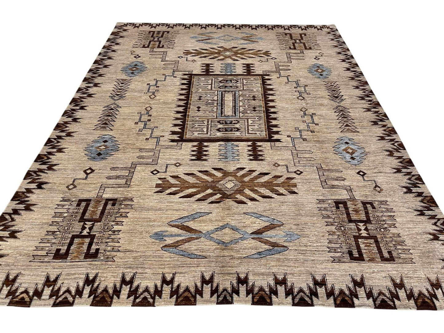 Afghan Navajo (7'11"x10'00") undyed/lt.blue