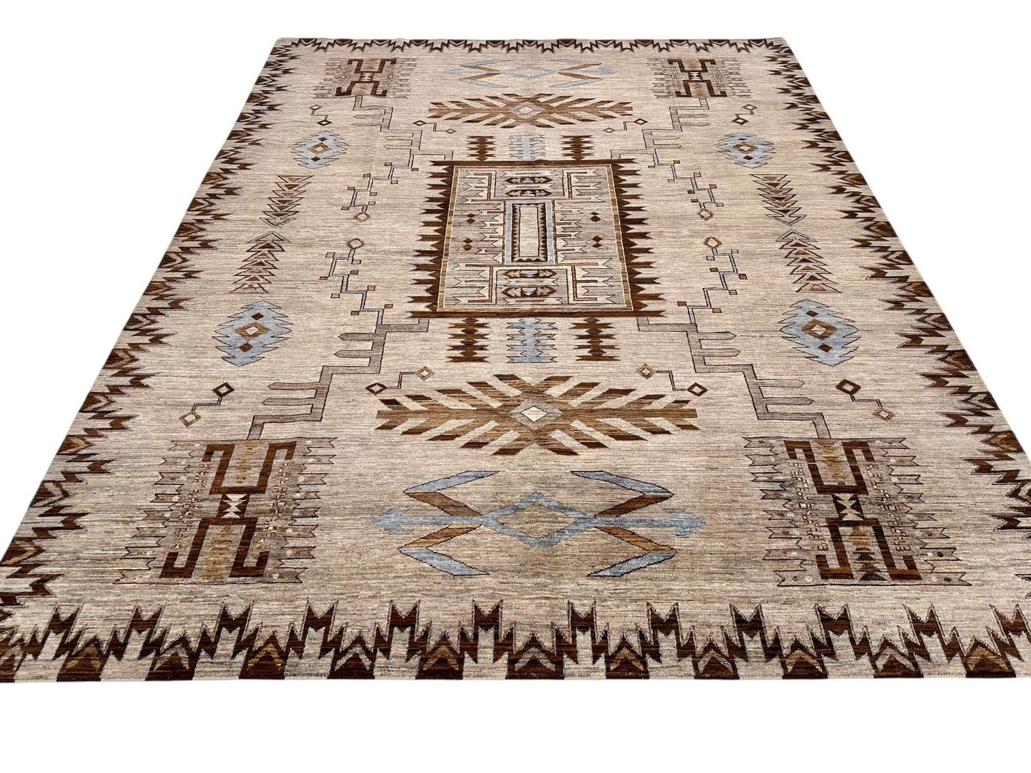 Afghan Navajo (7'11"x10'00") undyed/lt.blue