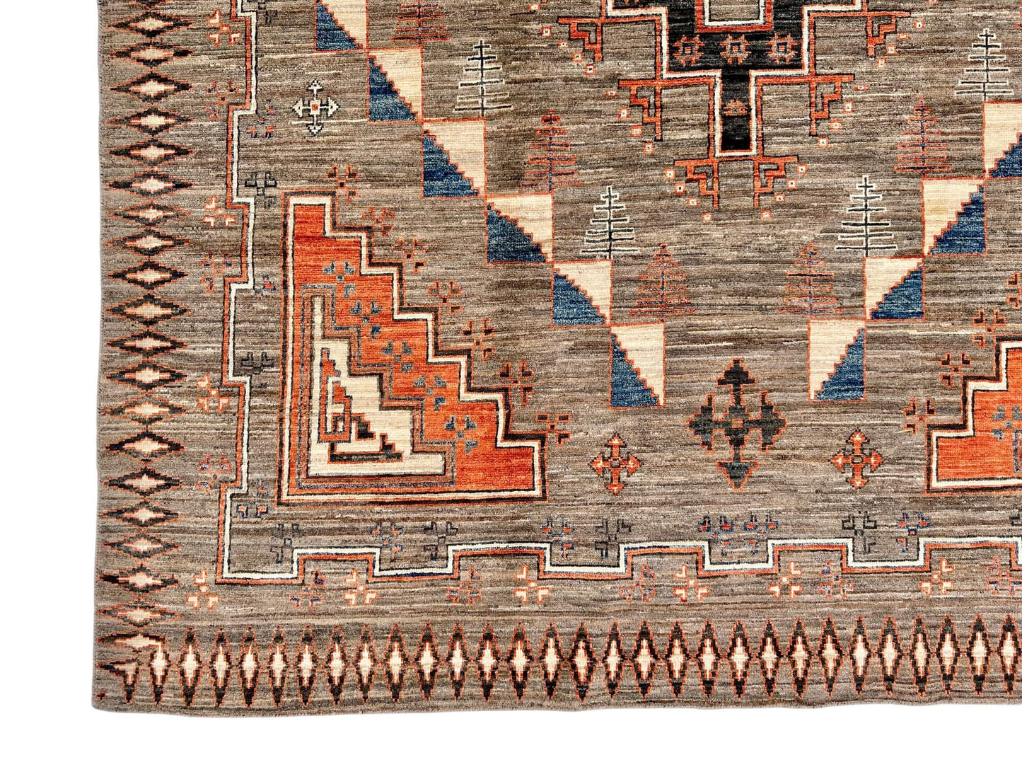 Afghan Navajo (5'10"x8'11") undyed/copper/lt.blue