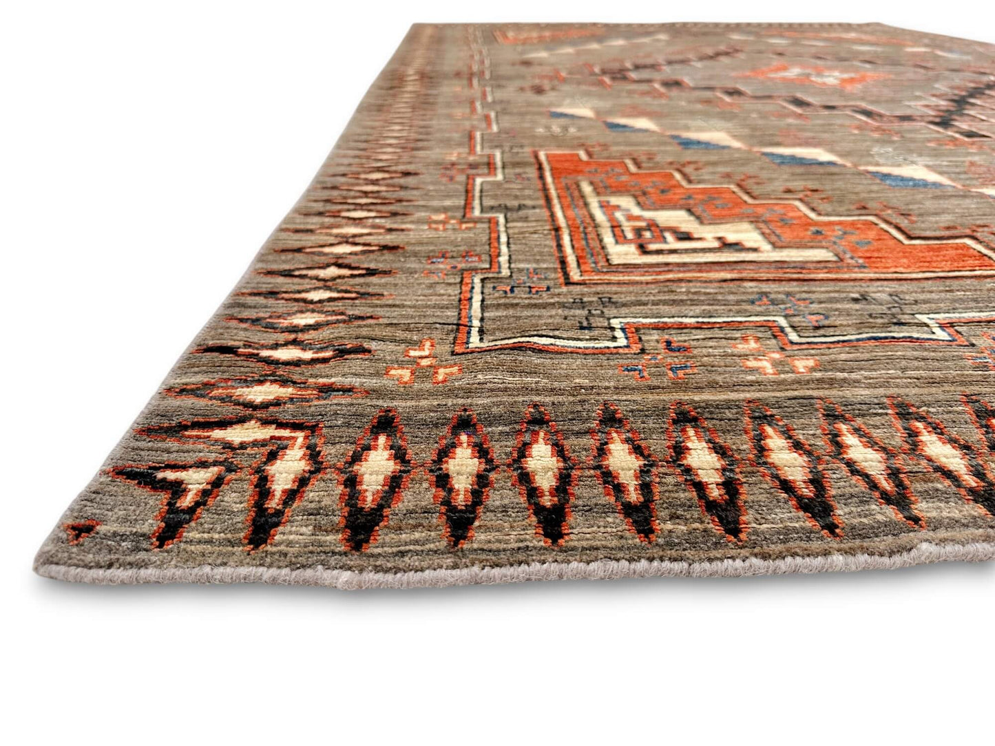 Afghan Navajo (5'10"x8'11") undyed/copper/lt.blue
