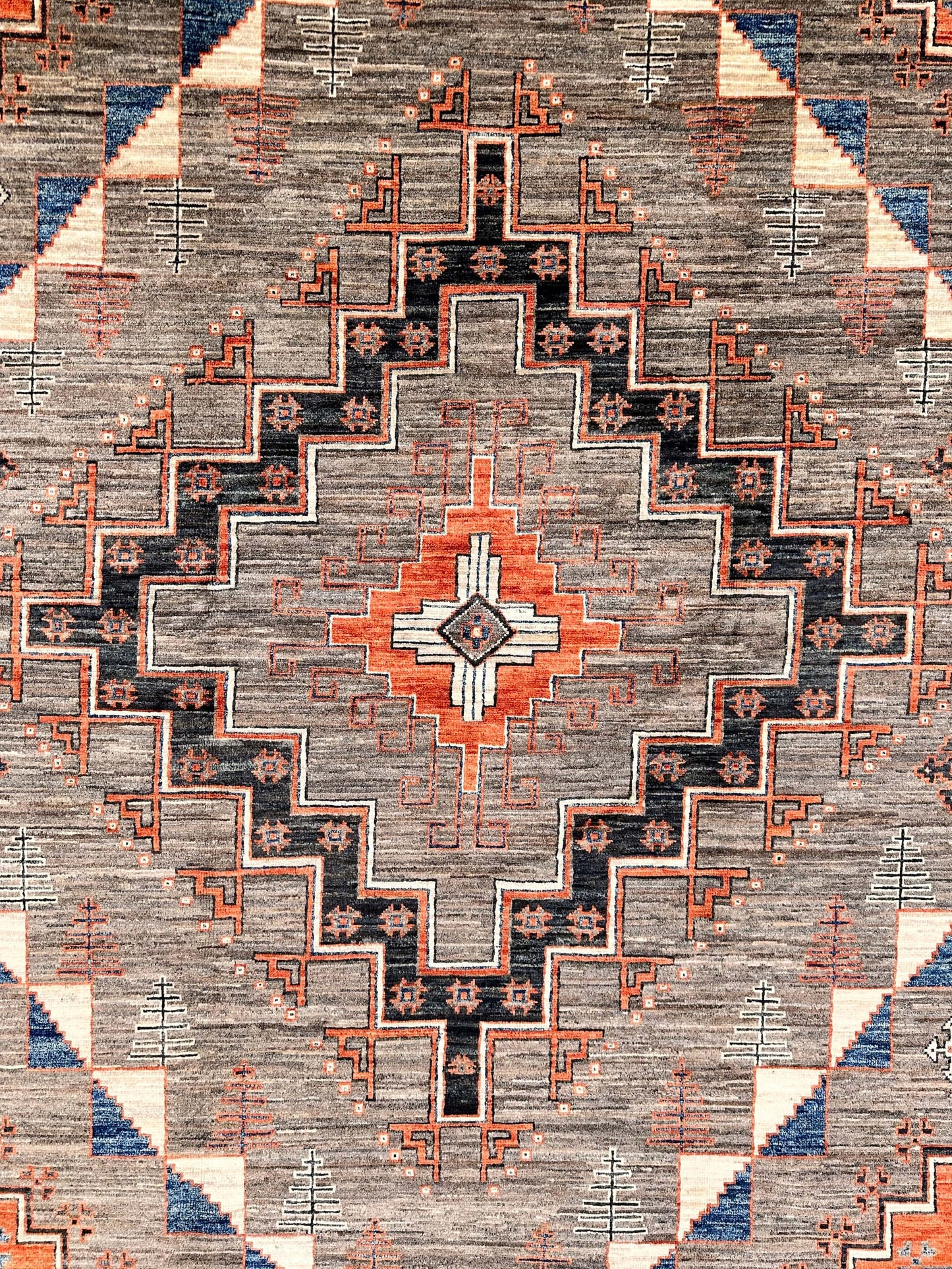 Afghan Navajo (5'10"x8'11") undyed/copper/lt.blue