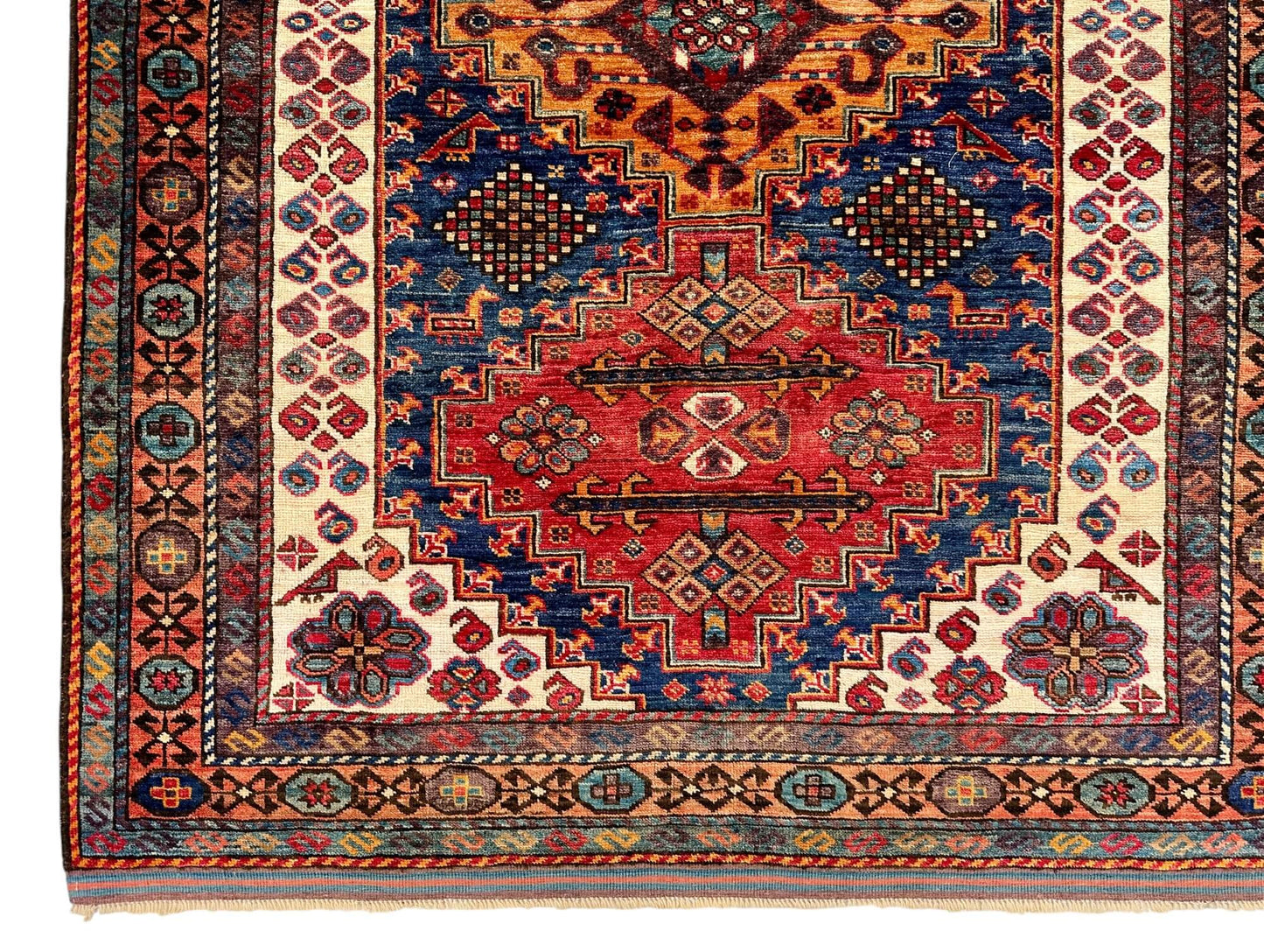 Baluch - Kazak /Qashqai (4'04"x5'09") navy/multicolor