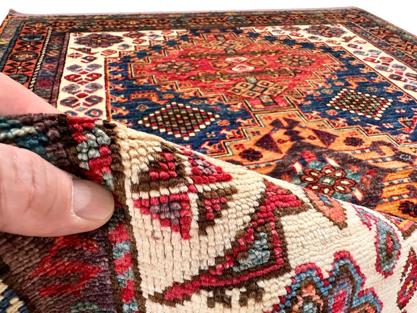 Baluch - Kazak /Qashqai (4'04"x5'09") navy/multicolor
