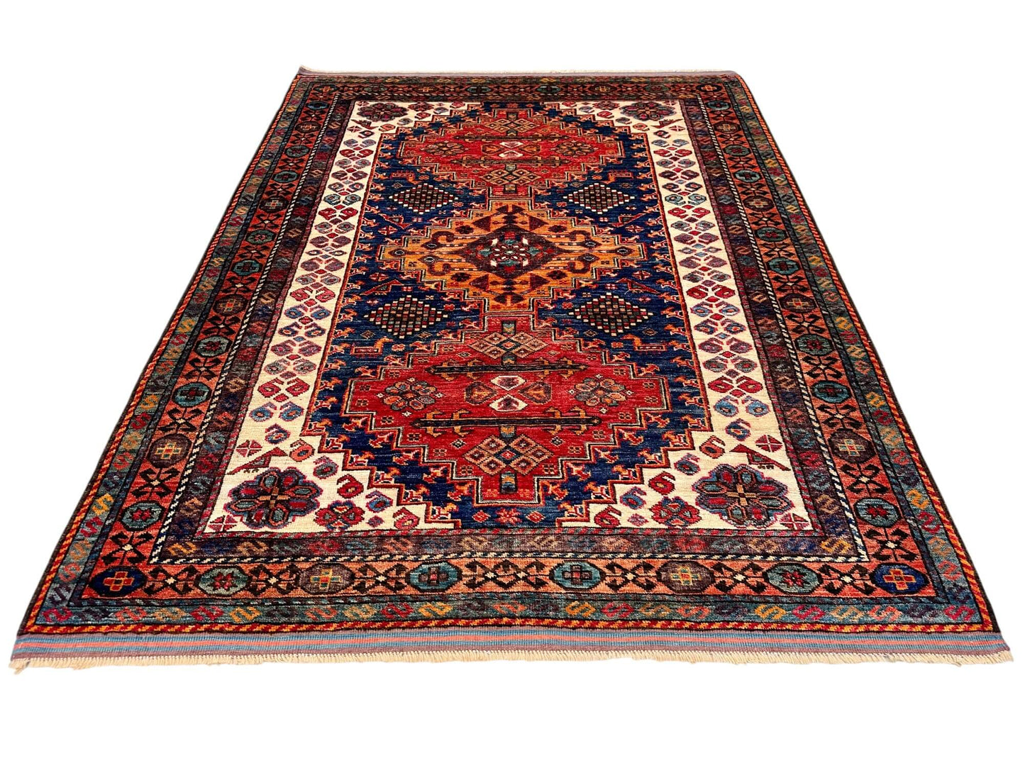 Baluch - Kazak /Qashqai (4'04"x5'09") navy/multicolor