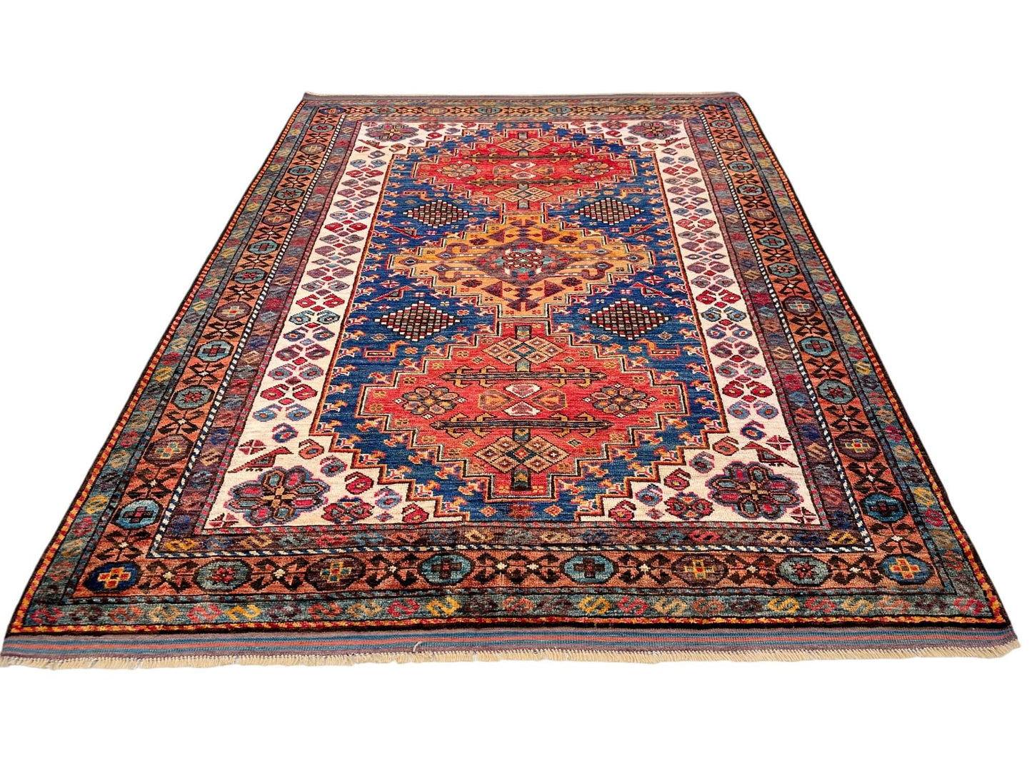 Baluch - Kazak /Qashqai (4'04"x5'09") navy/multicolor