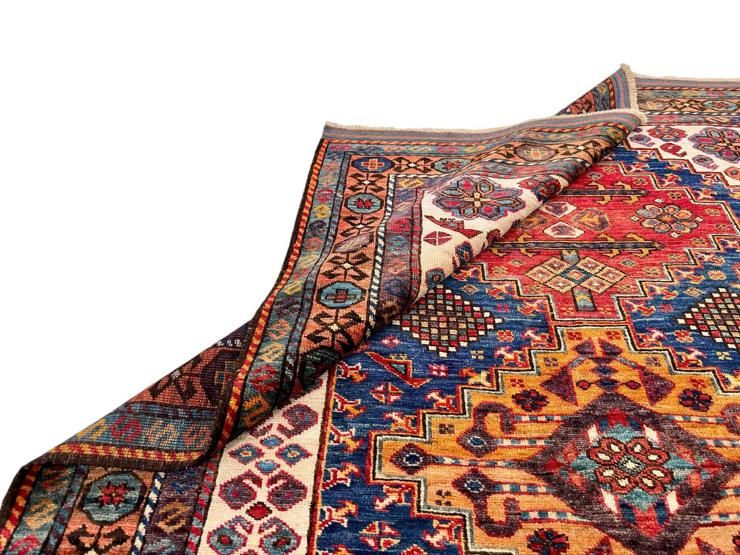 Baluch - Kazak /Qashqai (4'04"x5'09") navy/multicolor