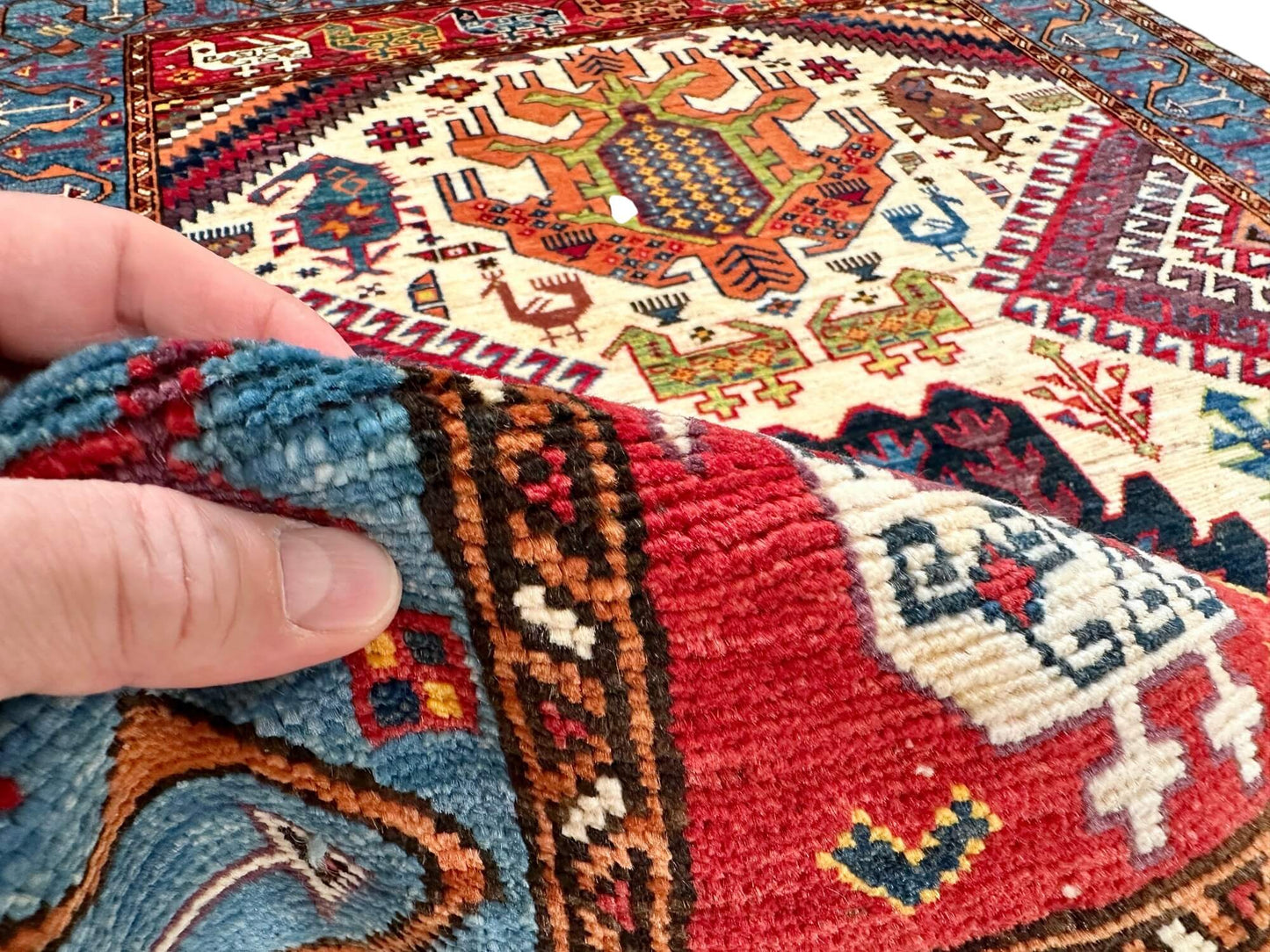Baluch - Shirvan (4'02"x6'05") ivory/blue/multicolor
