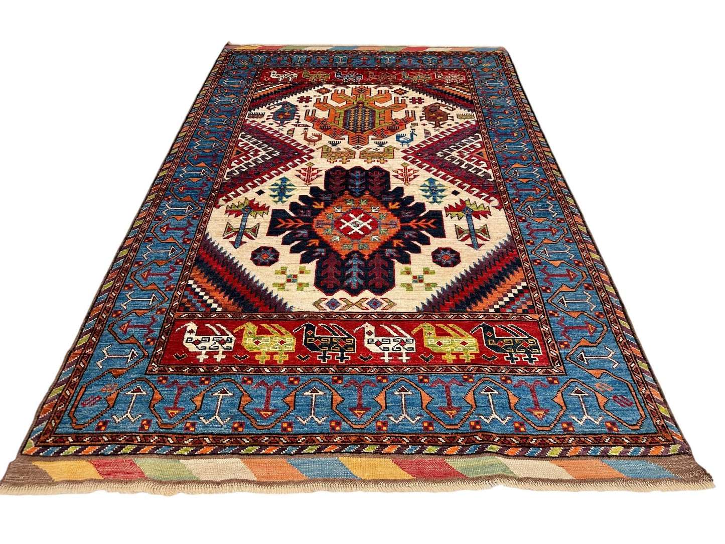 Baluch - Shirvan (4'02"x6'05") ivory/blue/multicolor