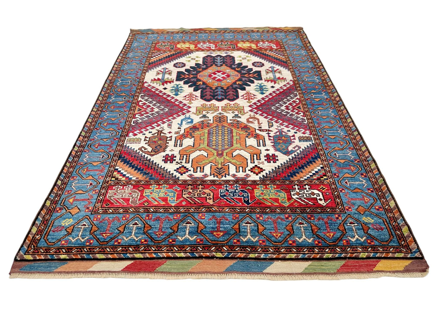 Baluch - Shirvan (4'02"x6'05") ivory/blue/multicolor