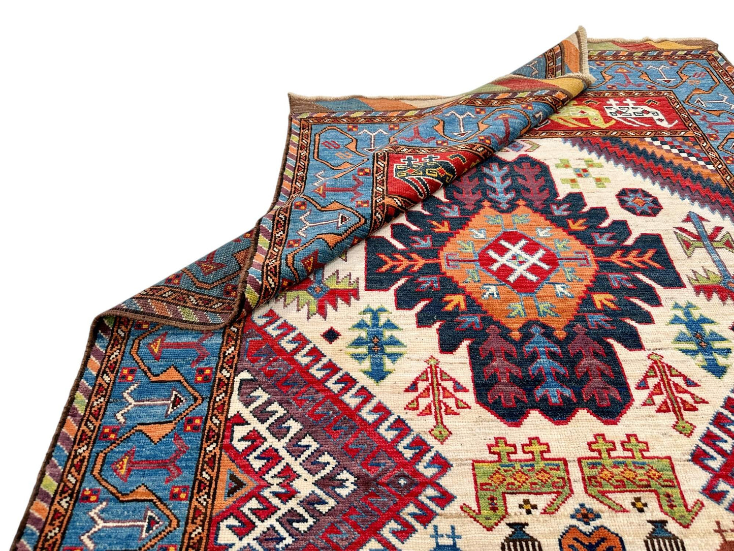 Baluch - Shirvan (4'02"x6'05") ivory/blue/multicolor