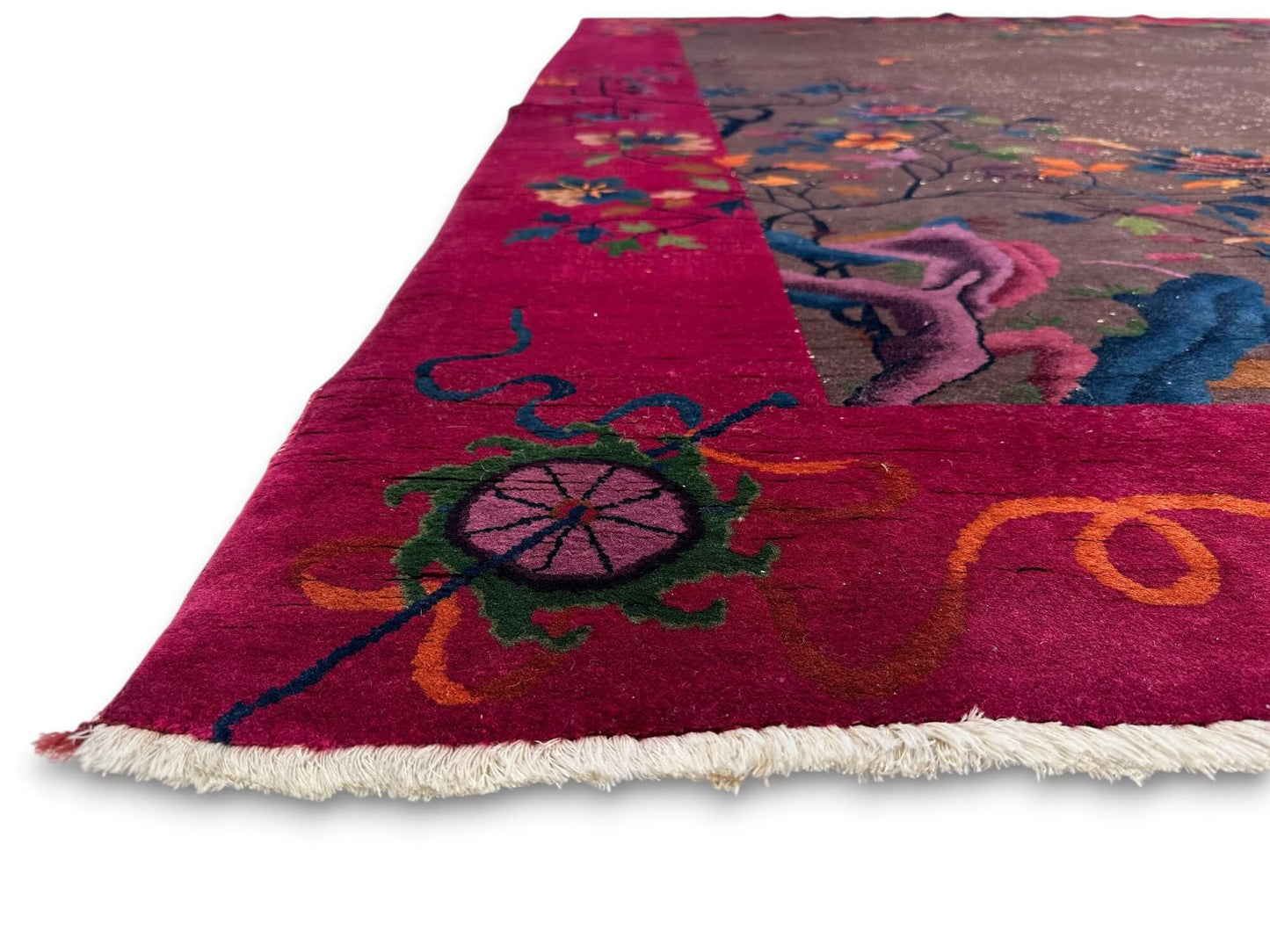 Antique Art Deco Chinese Nichols (8'10"x11'06") dark taupe/magenta
