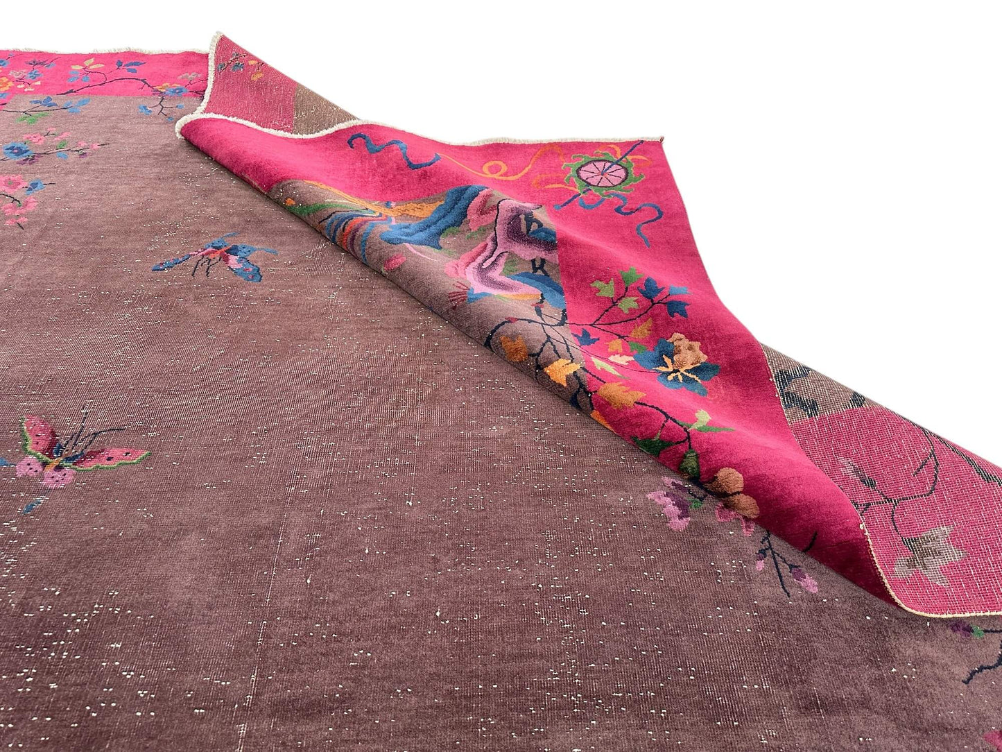Antique Art Deco Chinese Nichols (8'10"x11'06") dark taupe/magenta