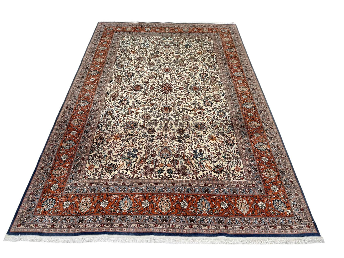 Vintage Sino-Isfahan Design (6'09"x10'06") ivory/rust/blue