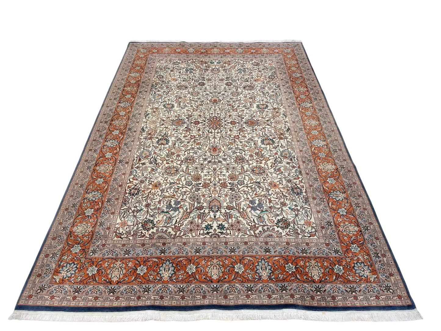 Vintage Sino-Isfahan Design (6'09"x10'06") ivory/rust/blue