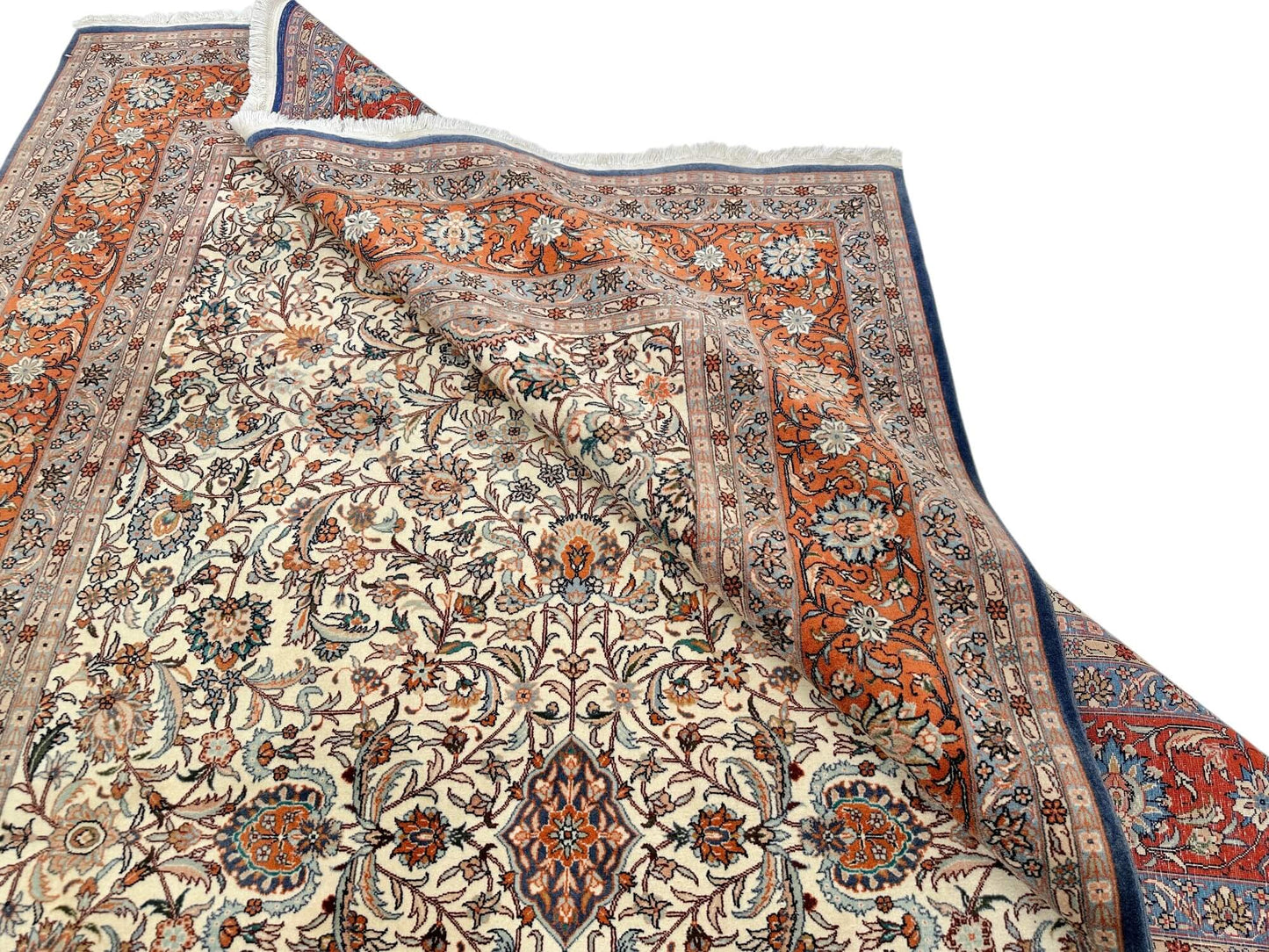 Vintage Sino-Isfahan Design (6'09"x10'06") ivory/rust/blue