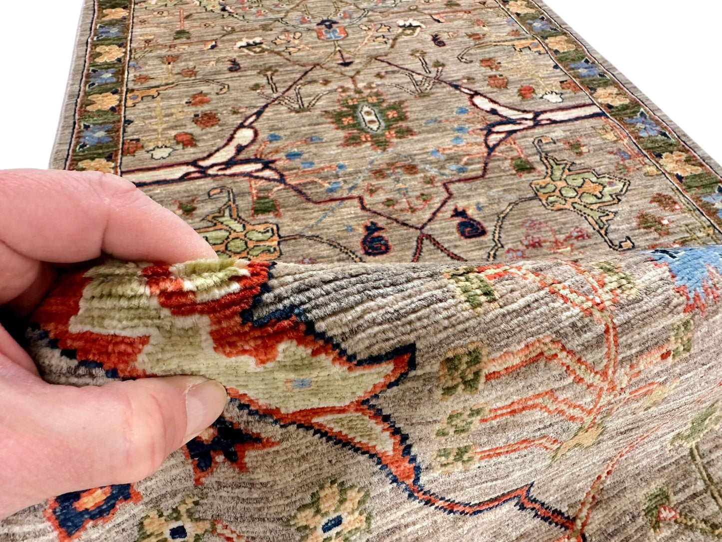 Faryab - Bidjar (2'08"x13'07") camel/green