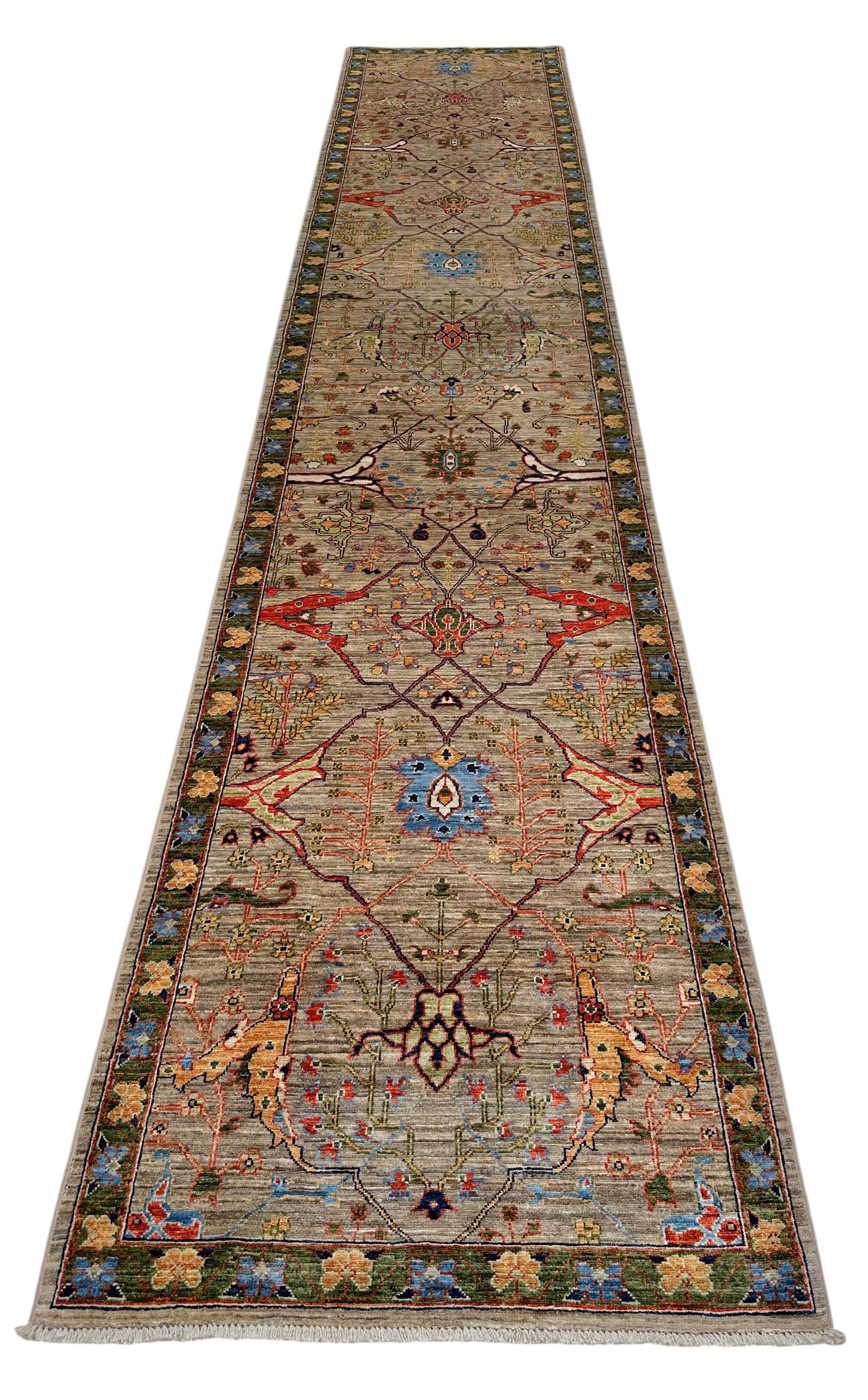 Faryab - Bidjar (2'08"x13'07") camel/green