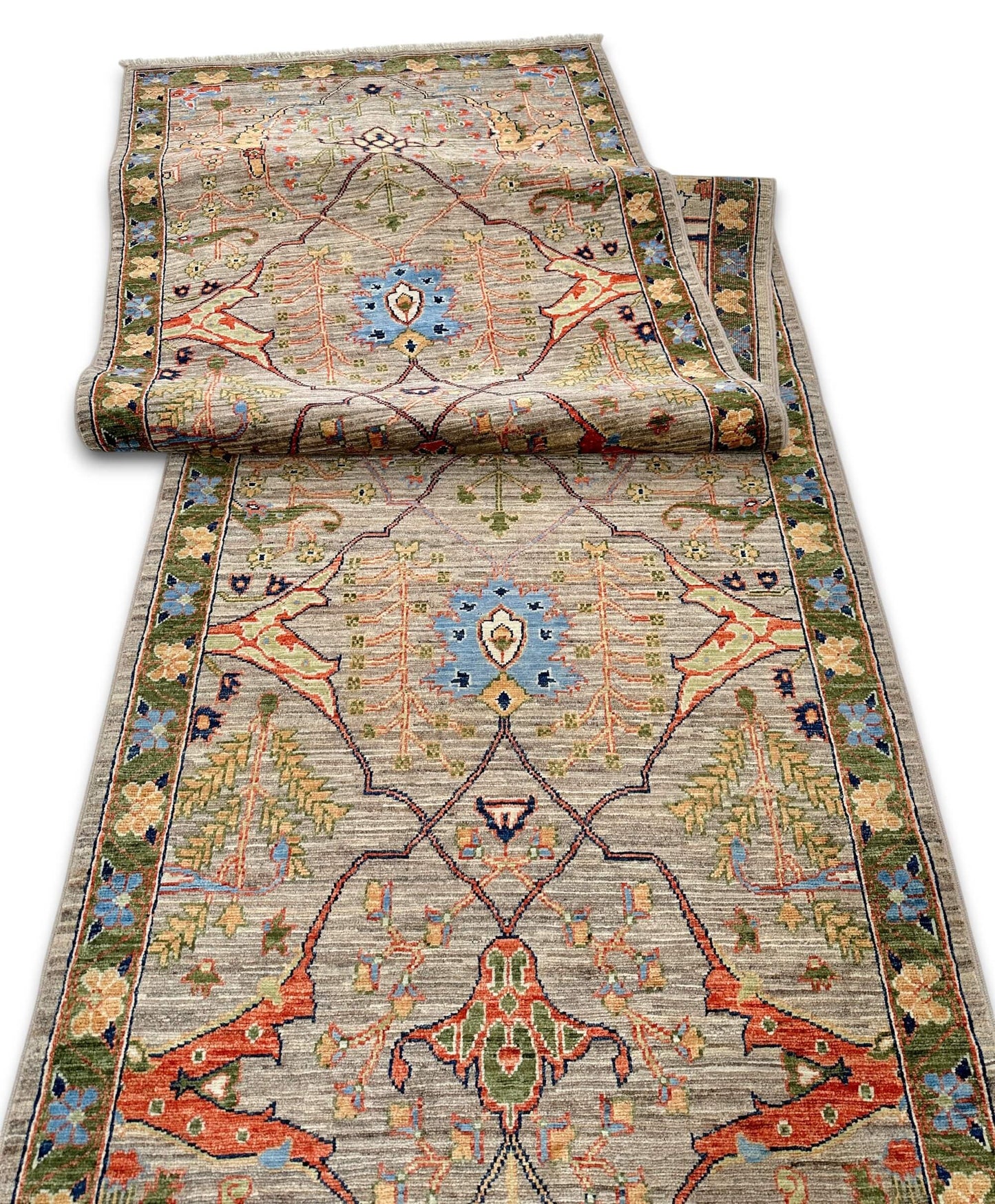 Faryab - Bidjar (2'08"x13'07") camel/green