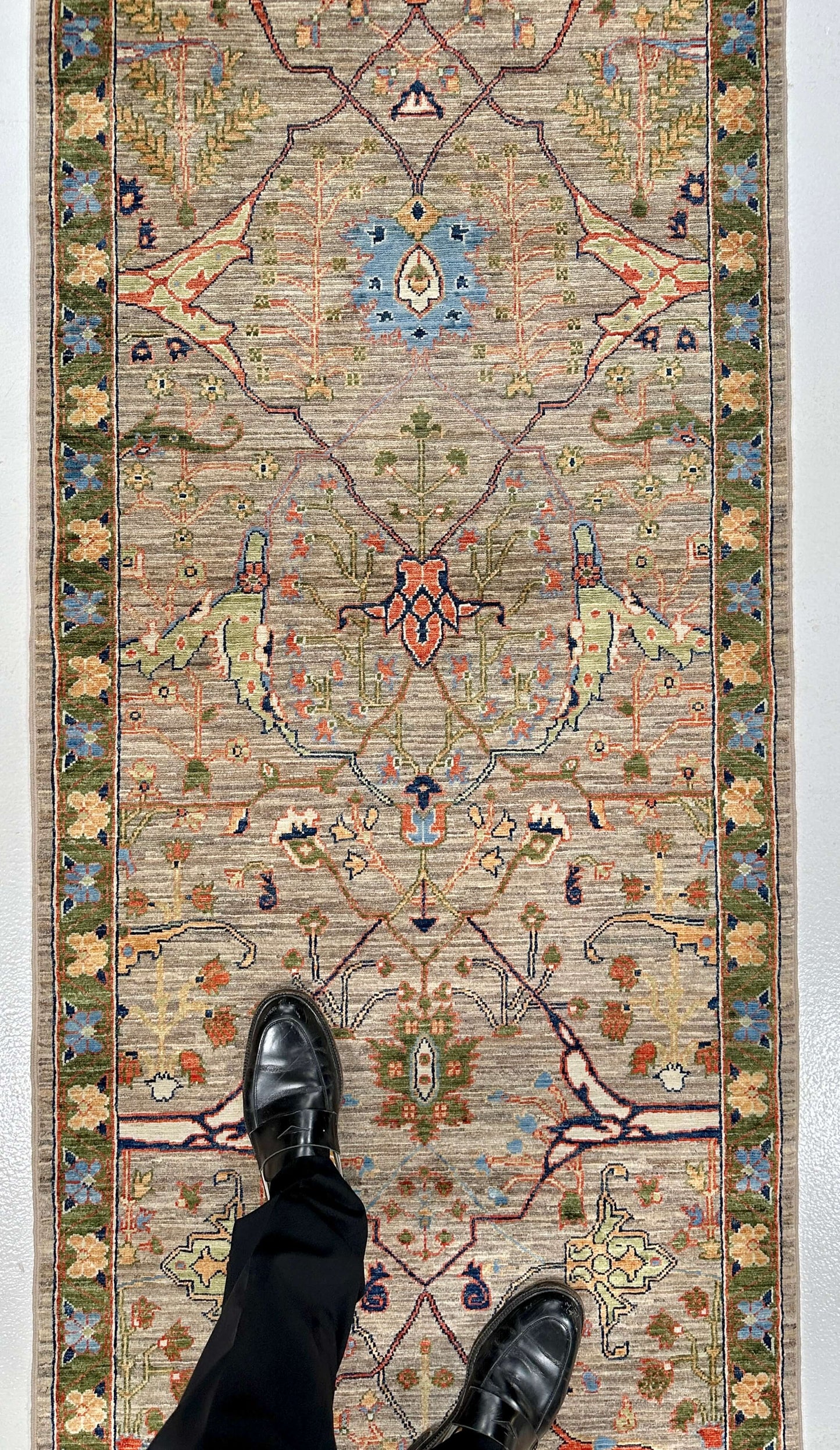 Faryab - Bidjar (2'08"x13'07") camel/green