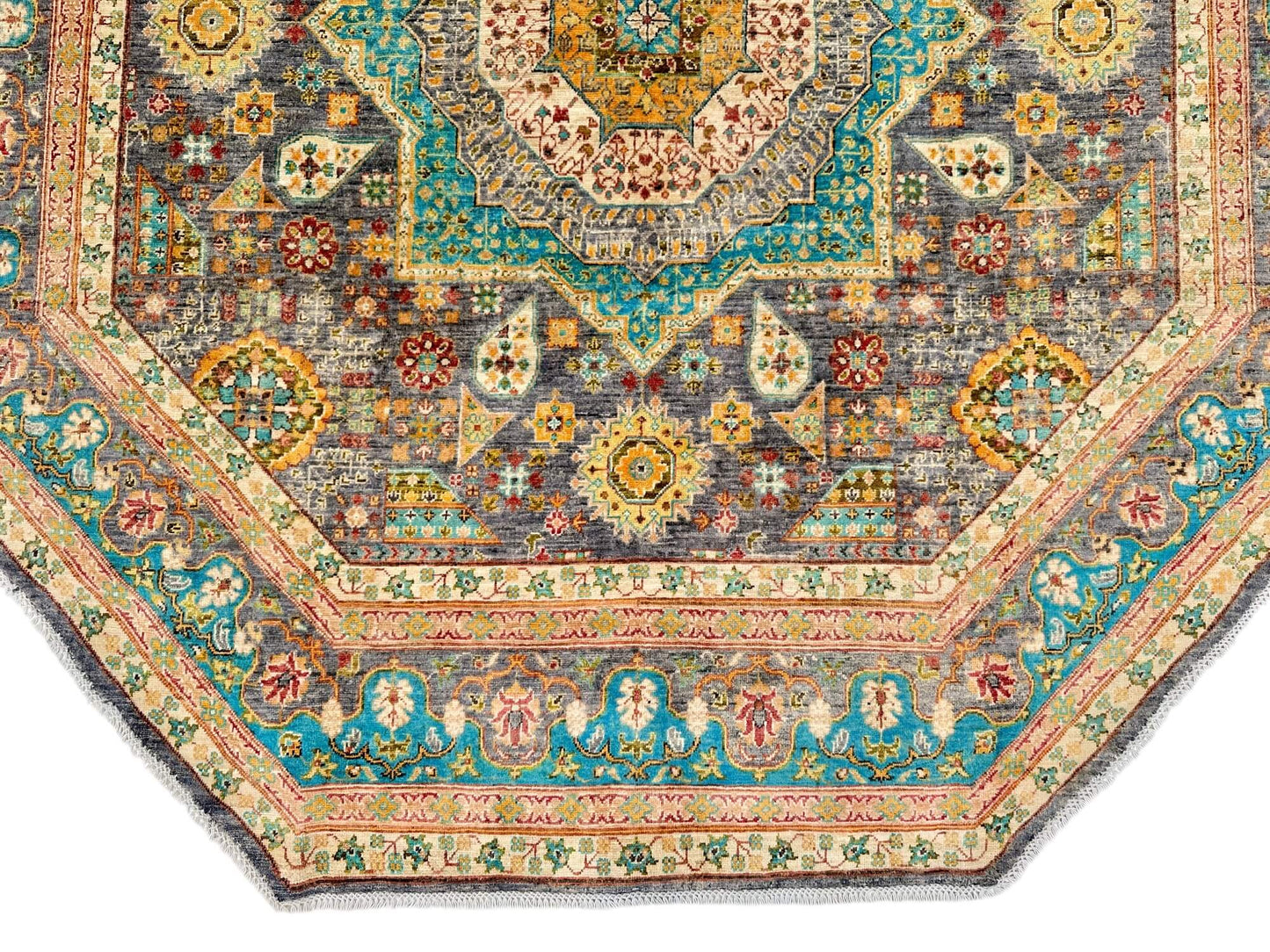 Aryana - Mamluk (8' Octagonal) steel gray/teal