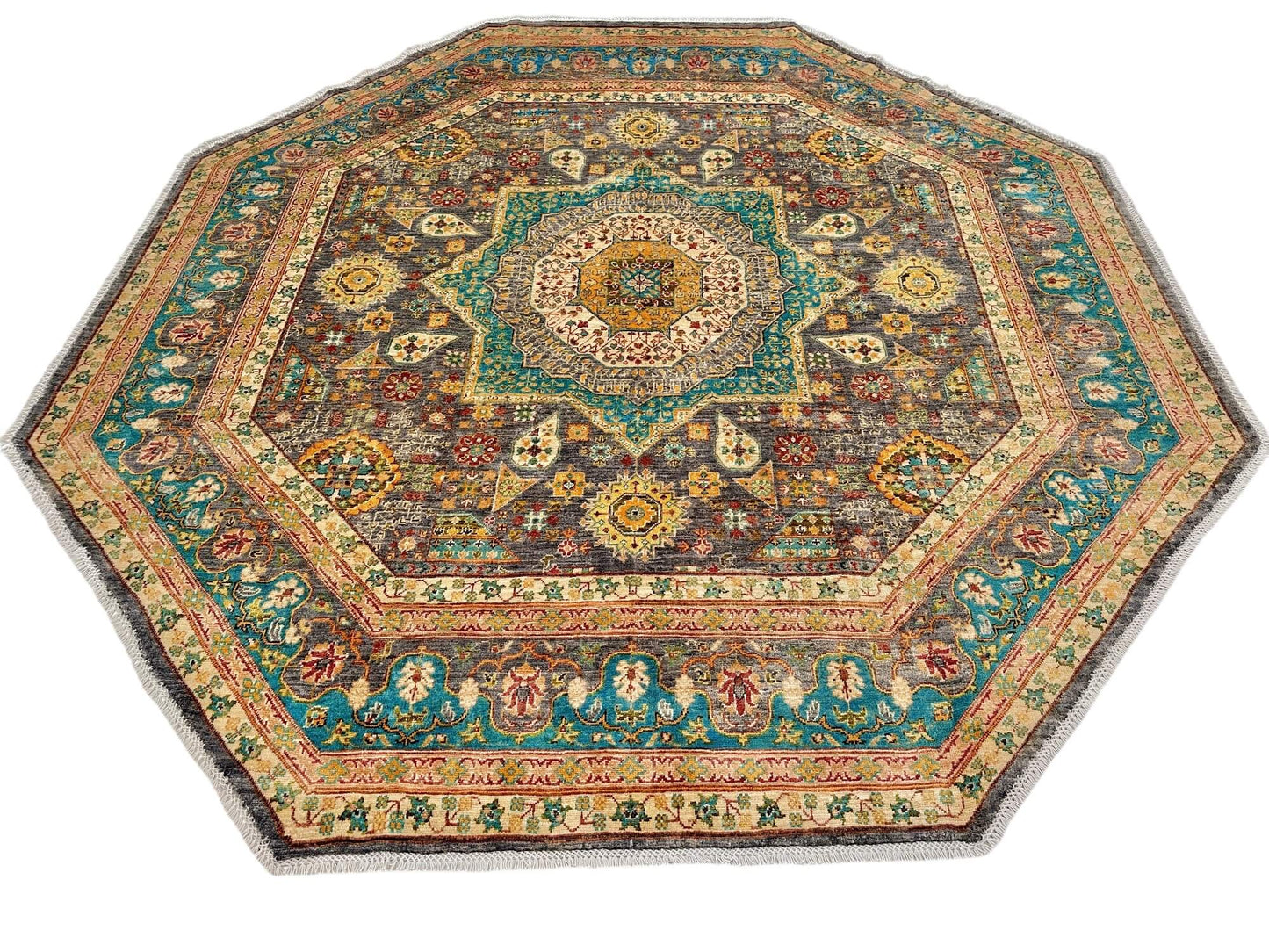 Aryana - Mamluk (8' Octagonal) steel gray/teal