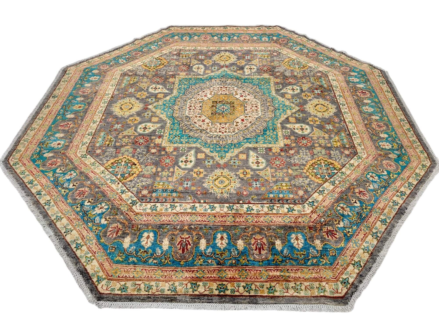 Aryana - Mamluk (8' Octagonal) steel gray/teal