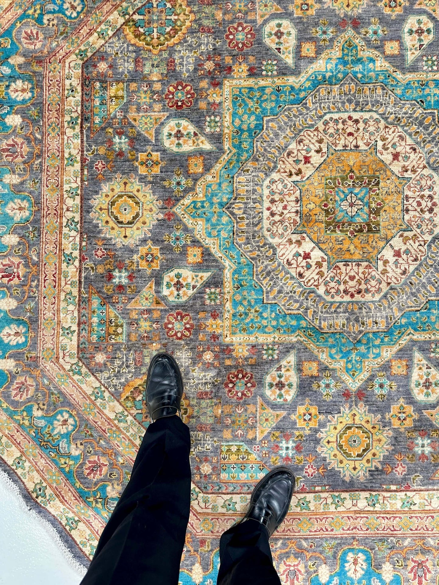 Aryana - Mamluk (8' Octagonal) steel gray/teal