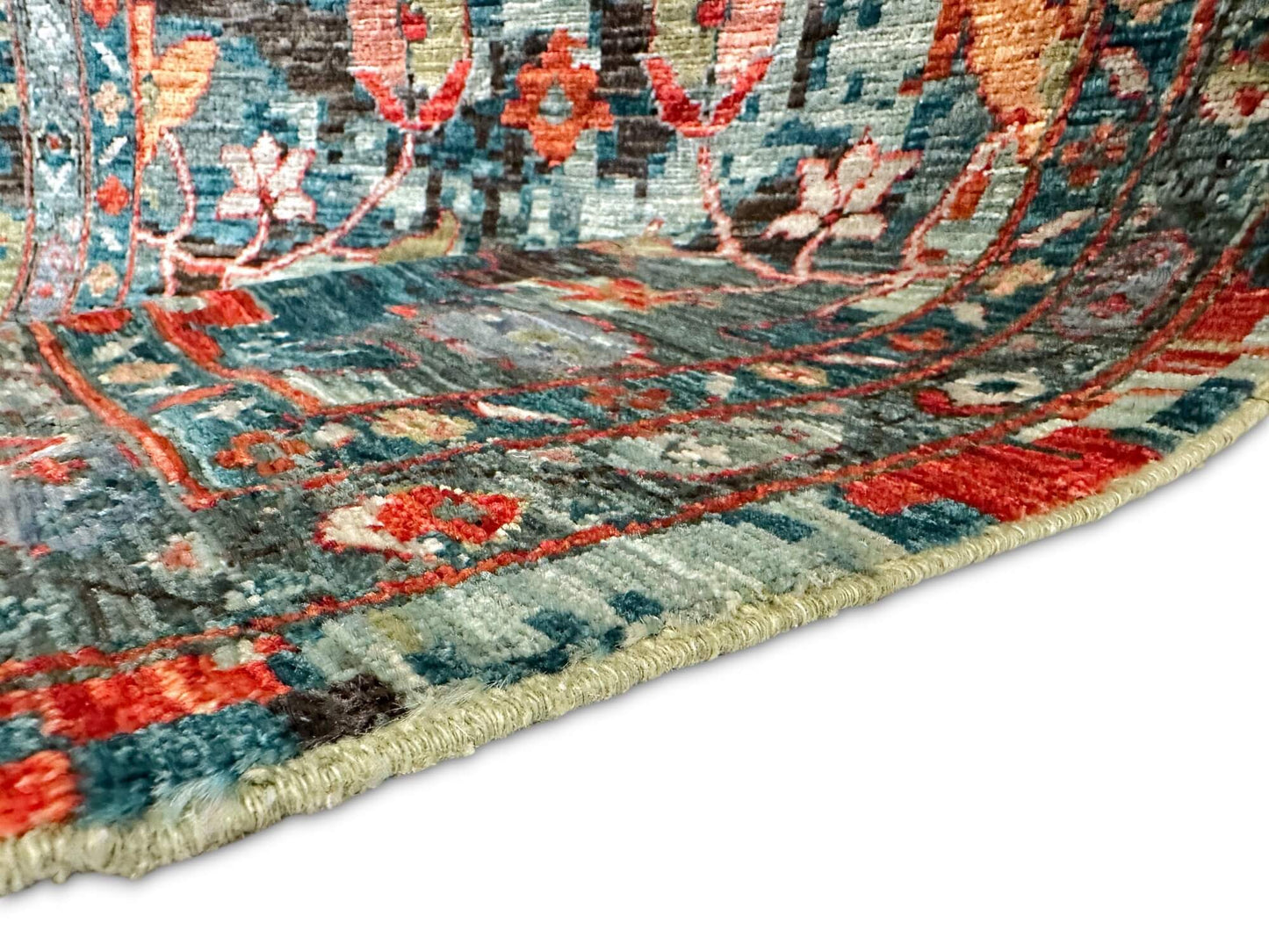Faryab - Transitional Design (2'09"x11'11") teal/aqua/red