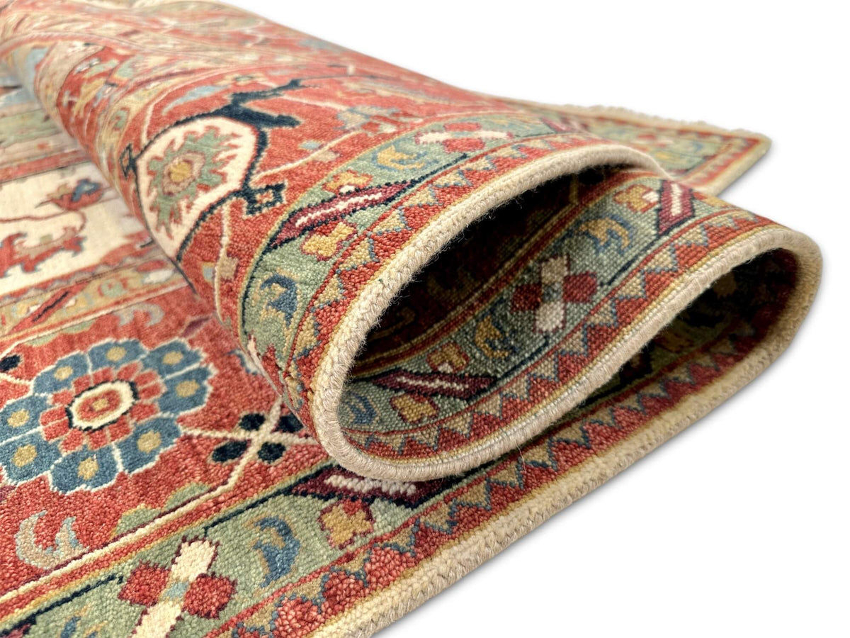 Indo-Persian - Serapi/Heriz Revival (8'x10') ivory/lt.blue/rust