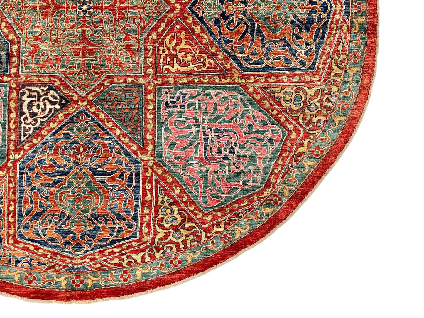 Aryana - Afghan Arabesque (8'Round*) red/blue/teal