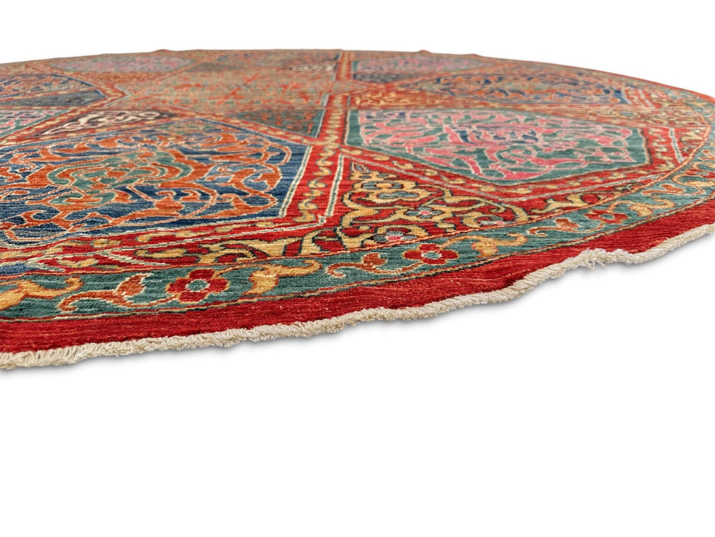 Aryana - Afghan Arabesque (8'Round*) red/blue/teal