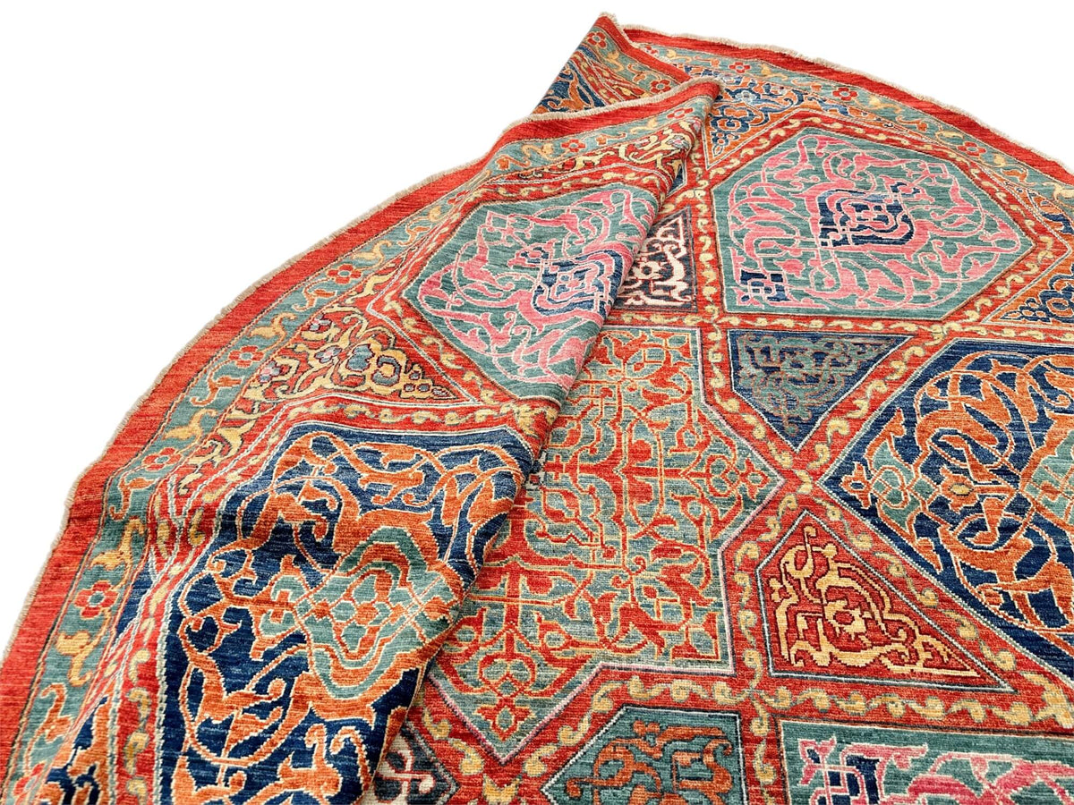 Aryana - Afghan Arabesque (8'Round*) red/blue/teal