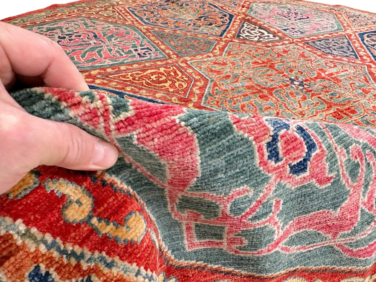 Aryana - Afghan Arabesque (8'Round*) red/blue/teal