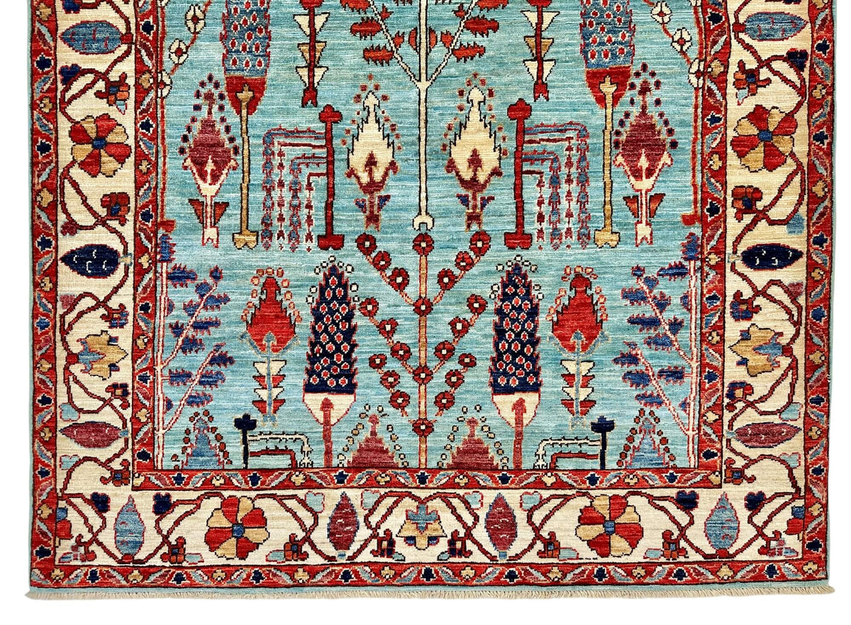 Fine Aryana - Tree of Life (4'03"x6'01") robin's egg blue/ivory