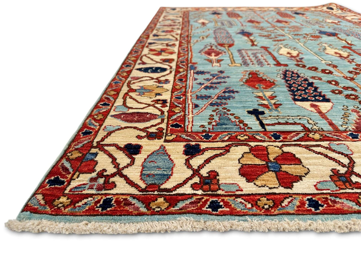 Fine Aryana - Tree of Life (4'03"x6'01") robin's egg blue/ivory