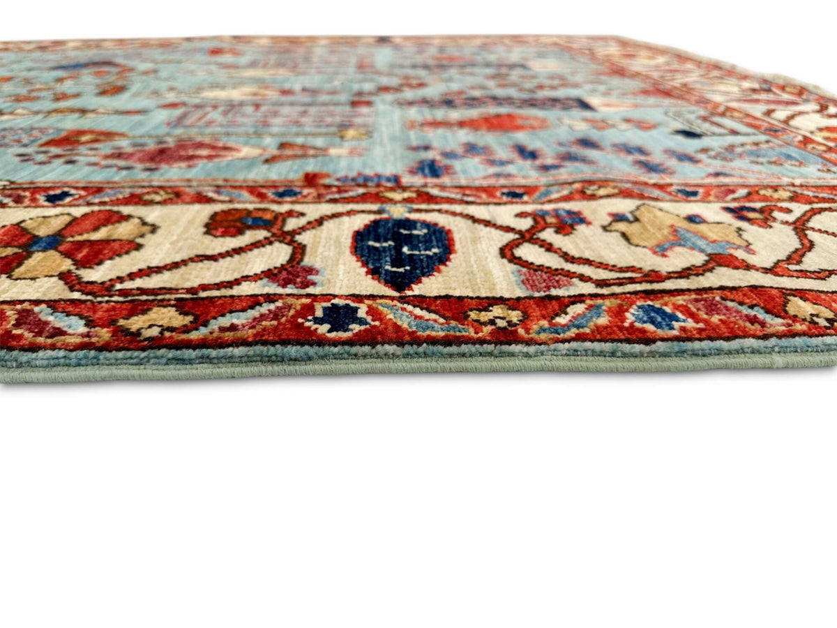 Fine Aryana - Tree of Life (4'03"x6'01") robin's egg blue/ivory