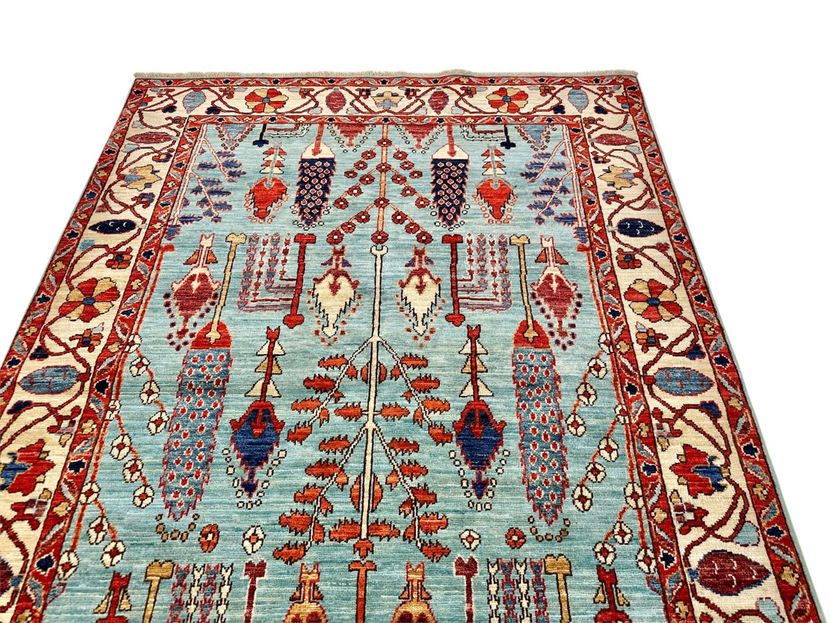 Fine Aryana - Tree of Life (4'03"x6'01") robin's egg blue/ivory