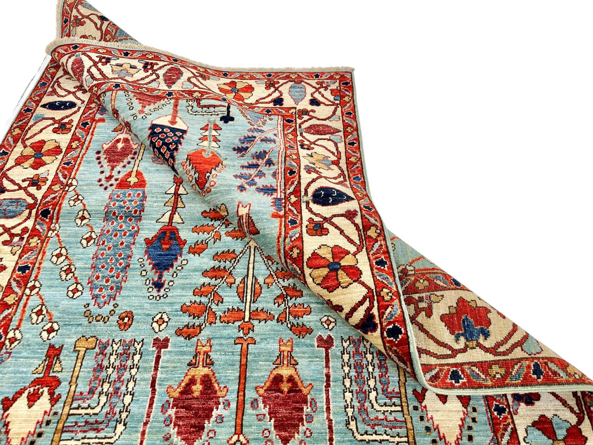 Fine Aryana - Tree of Life (4'03"x6'01") robin's egg blue/ivory