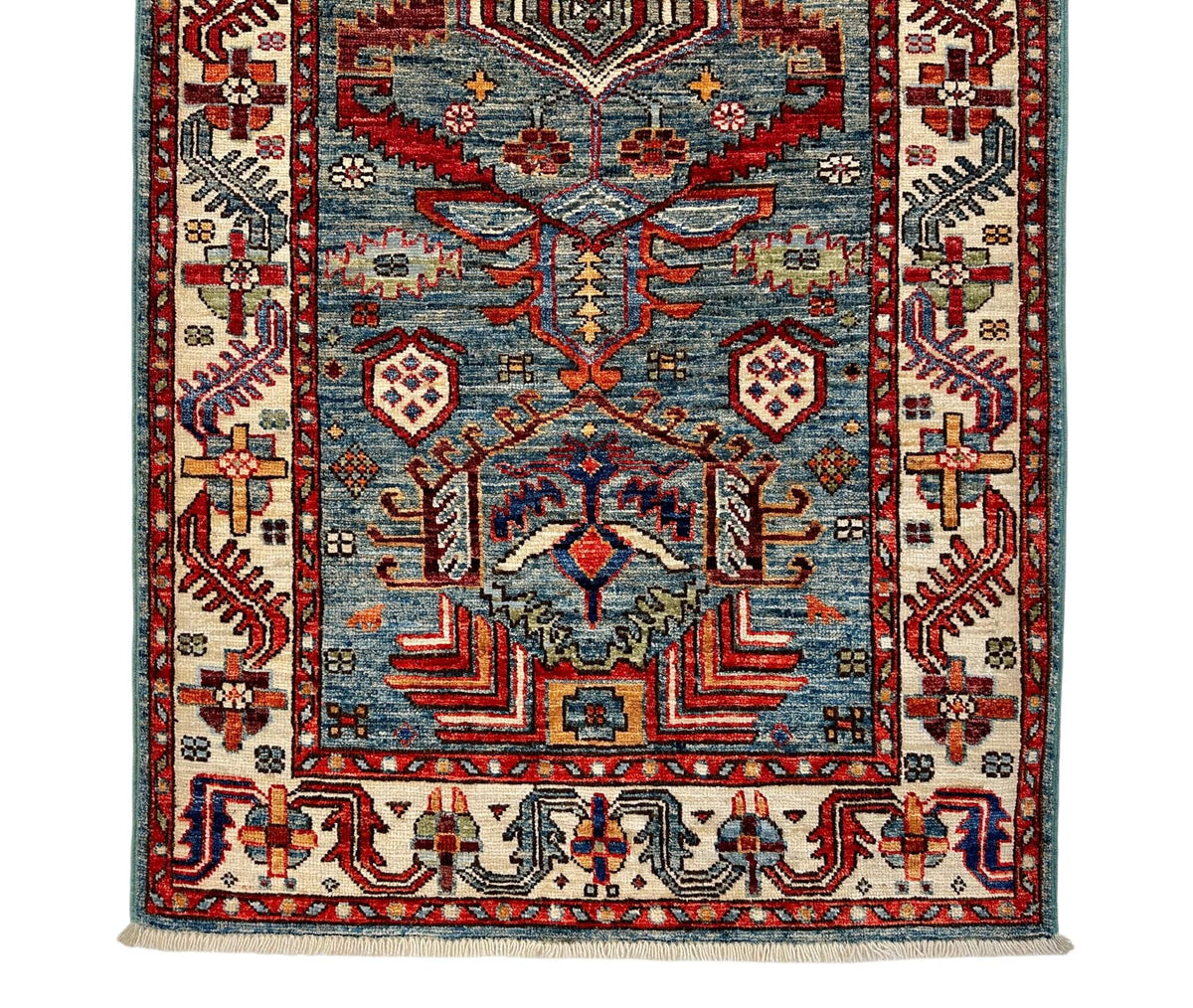 Aryana - Kazak Revival (2'08"x7'11") aged denim/ivory