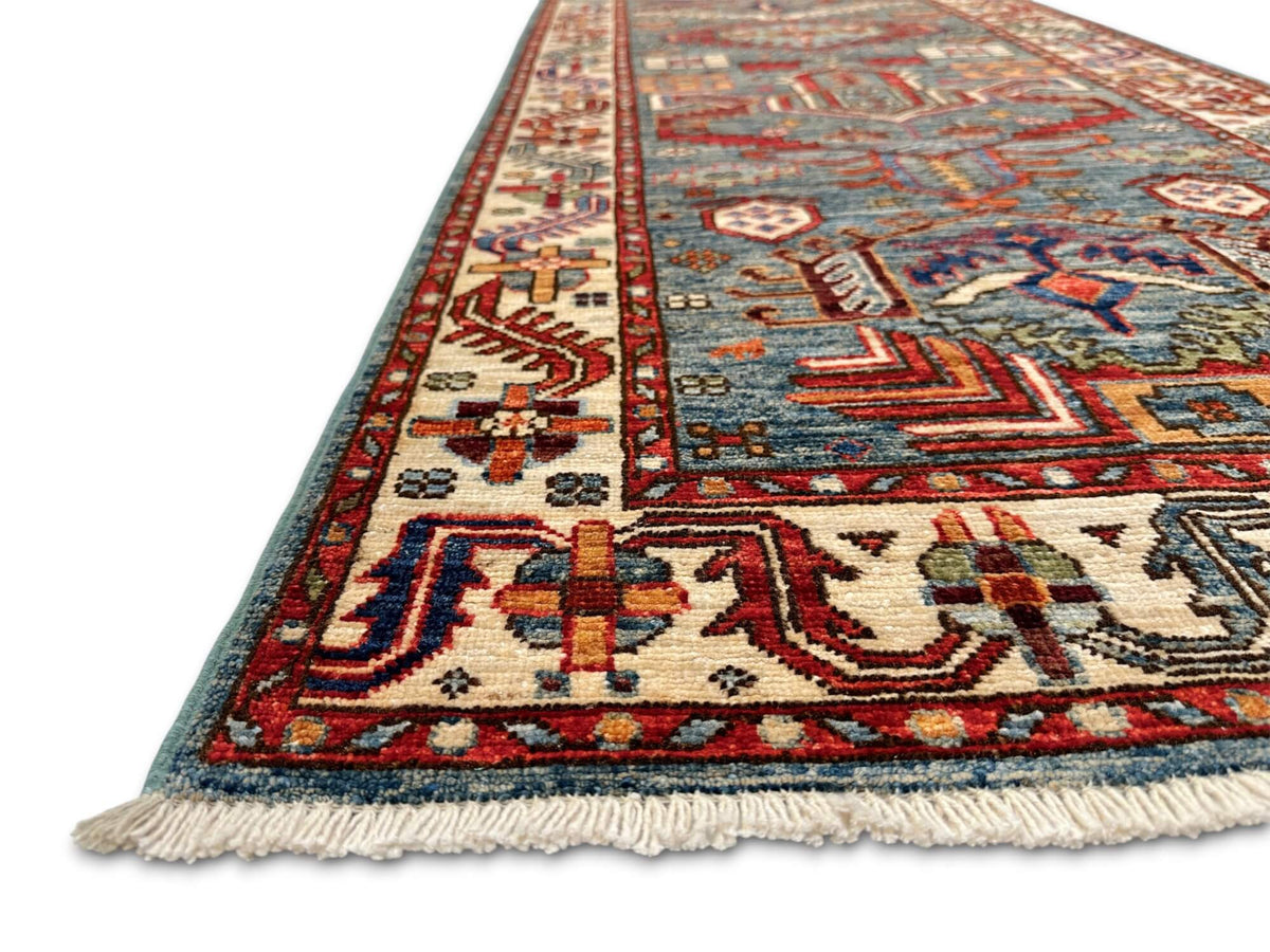 Aryana - Kazak Revival (2'08"x7'11") aged denim/ivory