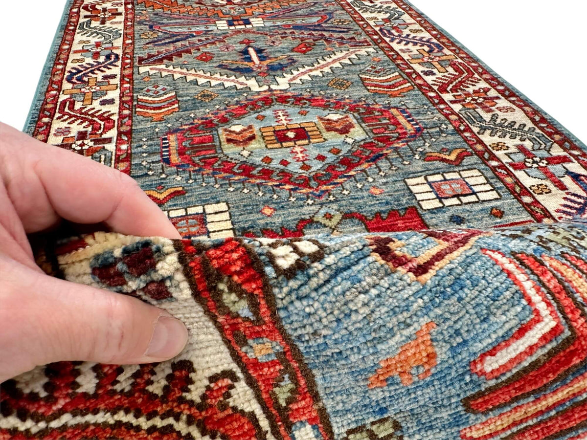 Aryana - Kazak Revival (2'08"x7'11") aged denim/ivory