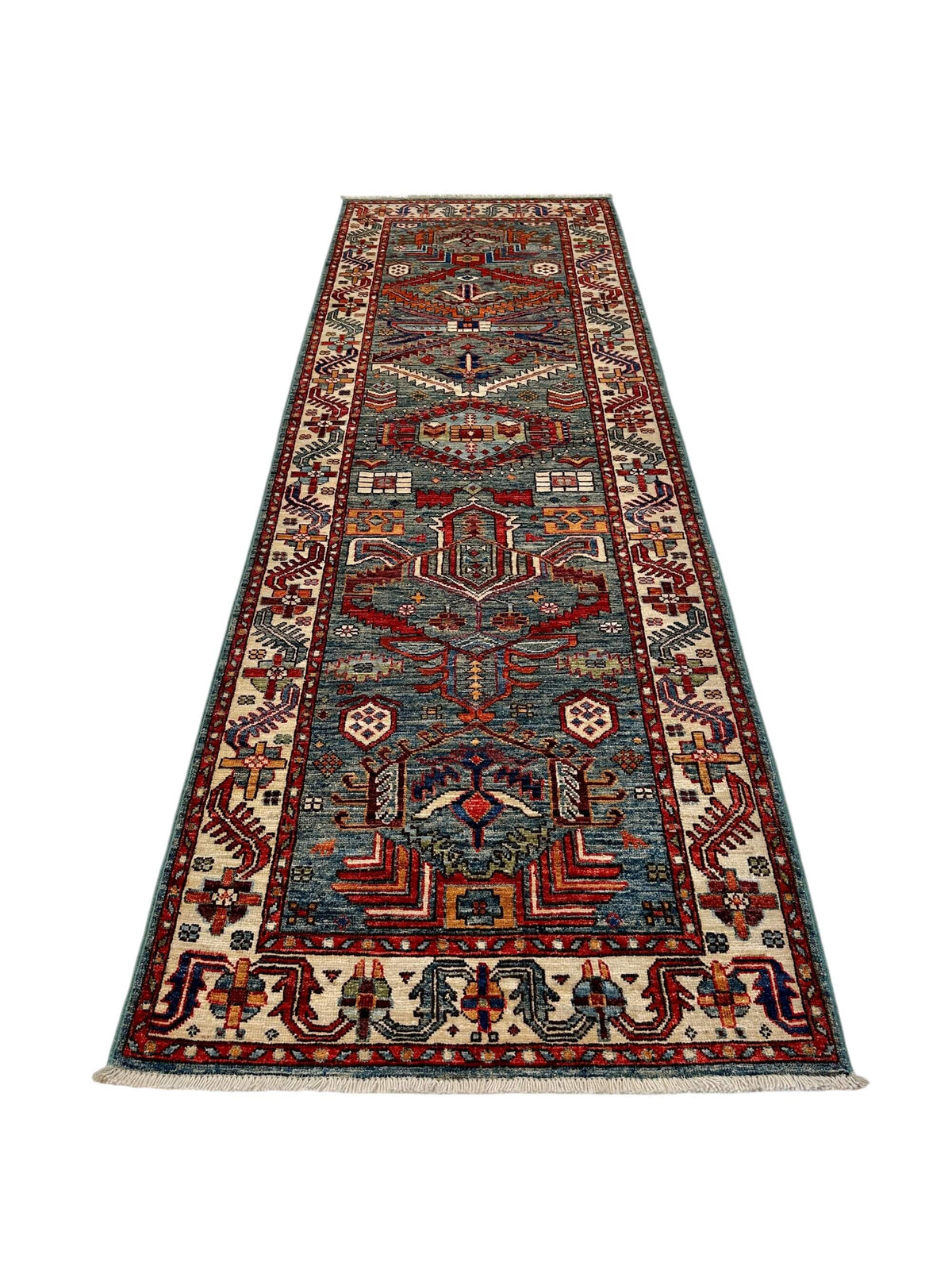 Aryana - Kazak Revival (2'08"x7'11") aged denim/ivory