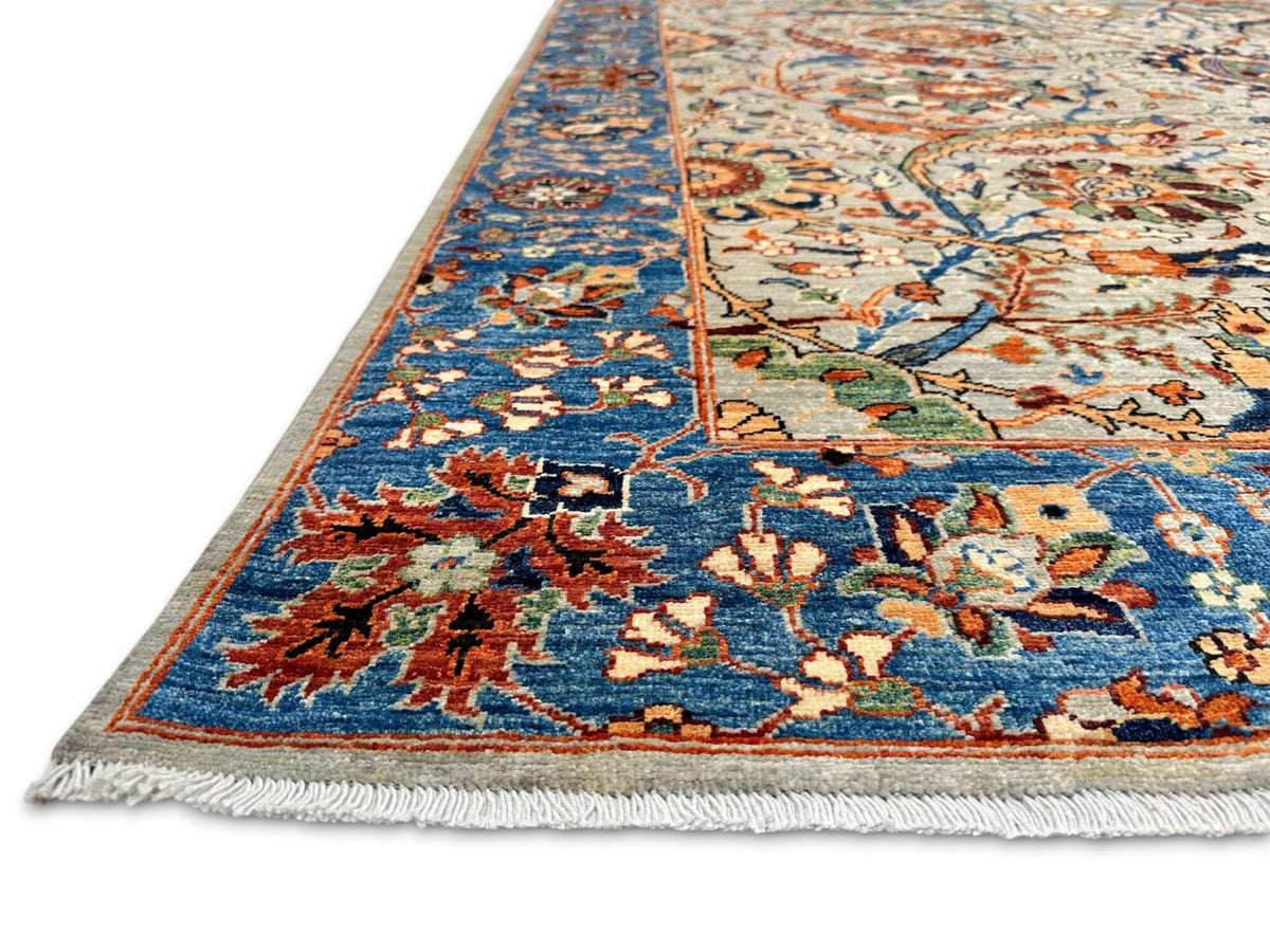 Aryana - Sickle Leaf Kerman Design (8'08"x11'09") lt.gray/blue/rust