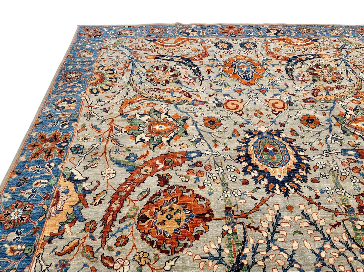 Aryana - Sickle Leaf Kerman Design (8'08"x11'09") lt.gray/blue/rust